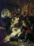 Konstantin Makovsky Agents of the False Dmitry kill the son of Boris Godunov oil painting on canvas